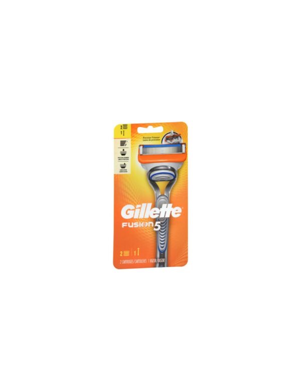 ג'ילט פיוזן 5 ידית + 2 סכינים Gillette Fusion 5 Mens Razor 1 Package (1 Handle + 2 Refill Count)