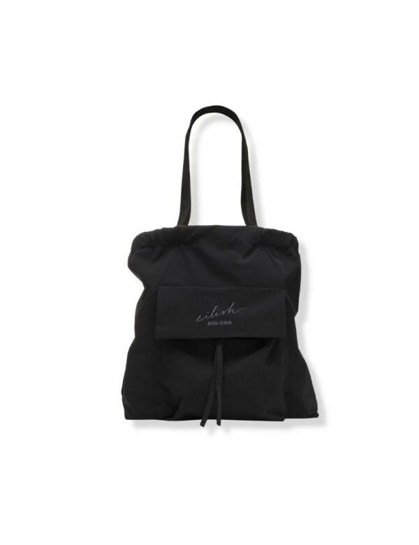 בילי אייליש תיק צד שחור עם כיס חיצוני BILLIE EILISH RECYCLED PULL TOP TOTE SHOULDER BAG BLAC